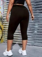 Plus Size Solid Skinny Capri Leggings, Casual Every Day Stretchy Leggings, Women'S Plus Size Clothing - Image 2
