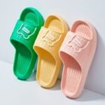 Women'S Solid Color Slippers, Open Toe Non-Slip Flat Indoor Bathroom Shoes, House Slides Shoes - Image 2