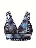 Women'S Plus Size Cross Strap Tie-Dye Bralette - Stretchy Polyester/Elastane Blend, No Padding, Mid-Rise Elegant Design For Everyday & Special Occasions - Image 7