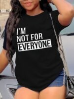 Letter Print T-Shirt, Crew Neck Short Sleeve T-Shirt, Casual Every Day Tops, Women'S Clothing - Image 3