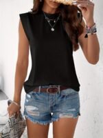 Solid Crew Neck Vest, Casual Sleeveless Comfy Vest For Summer, Women'S Clothing - Image 7