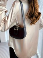 Elegant Long Sleeve Button-Up Blouse For Women - Chic Acetate Top With Lapel Collar, Solid Color, Perfect For Office Or Casual Wear, All-Season Comfort, Stylish Blouse | Classic Long Sleeve | Smooth Texture - Image 6