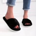 Solid Color Cross Strap Slippers, Casual Slip On Plush Shoes, Comfortable Indoor Home Slippers - Image 7