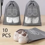 10Pcs Non-Woven Travel Shoe Storage Bags - Lightweight,& Transparent - Perfect For Organizing Shoes