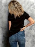 Women'S Elegant Casual Short Sleeve T-Shirt - Round Neck Solid Black Top, Medium Stretch Machine-Washable Fabric, Versatile All-Season Wear For Everyday & Formal Outfits, Versatile Clothing, Sophisticated Style, Comfortable Fit - Image 8