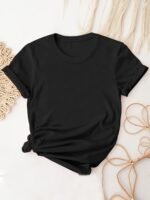 Women'S Casual Solid Color Crew Neck Short Sleeve T-Shirt - Soft Breathable Fabric, Machine Washable, Versatile Everyday Top For Spring & Summer, Ladies T Shirts, Simple Design Tee, Smooth Texture Shirt, Summer Outfit, Comfortable Tee, Basic Tee, Summer Clothing