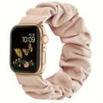 Scrunchie Band For Apple Watch - Cute Printed Elastic Solo Loop Band In Beige, Pink, Green, White, And Brown, Compatible With Series 8, 7, 6, 5, 4, 3, 2, 1 Se, Available In Sizes 38Mm, 40Mm, 41Mm, 42Mm, 44Mm, 45Mm, Bracelet For Apple Watch - Image 3