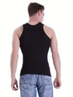 Men'S Sleeveless Muscle Shirt - Breathable Cotton Slim Fit Gym & Casual Athletic Tank Top With Round Neck, All-Season Workout Shirt For Home, Gym, Casual Attire - Solid Black Sleeveless Muscle Shirt For Men, Hand Washable, Versatile For Layering, Comfortable Round Neck Design, Ideal For Fitness And Casual Wear, Smooth Texture, Relaxed Fit, Suitable For All Seasons, Stylish And Functional For Men'S Fashion - Image 7