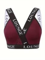 Plus Size Sexy Bra, Women'S Plus Contrast Letter Tape Non Padded High Stretch Bralette - Image 6