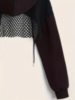 Solid Color Causal Sports Crop Hooded Sweatshirt, Drawstring Long Sleeve Pullover Hoodie, Women'S Clothing - Image 10