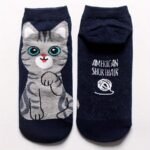 5 Pairs Cartoon Cat Print Socks, Cute & Breathable Ankle Socks, Women'S Stockings & Hosiery