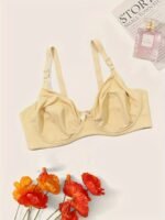 Plus Size Bow Front Solid No Padded Bra, Women'S Plus Full Coverage Slight Stretch Elegant Bralette - Image 6