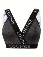 Plus Size Sexy Bra, Women'S Plus Contrast Letter Tape Non Padded High Stretch Bralette - Image 4