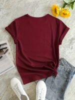 Letter Print T-Shirt, Short Sleeve Crew Neck Casual Top For Summer & Spring, Women'S Clothing - Image 5