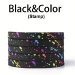 1 Pair Ink Splashing Lazy Free Tie Elastic Shoelaces, Elastic Multicolor Shoelaces With 4Pcs Metal Press Buckles - Image 20