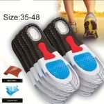 1 Pair Breathable Silicone Shock-Absorbing Insoles - Comfortable & Sporty, Black With Red Arch Support, Size 33-48, Ideal For Enhanced Foot Stability
