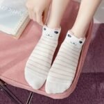 5 Pairs Cartoon Cat Print Socks, Soft & Comfy Low Cut Ankle Socks, Women'S Stockings & Hosiery - Image 4