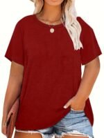 Women'S Plus Size Black T-Shirt - Casual Crew Neck, Short Sleeve, Lightweight & Stretchy, Summer Fashion, Everyday Tshirt|Casual Style|Comfortable Fit, Plus Size Shirts - Image 8