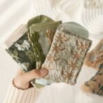 5 Pairs Of Women'S Mid-Calf Socks With A Vintage 3D Embossed Design, Cute Forest Style, Artistic, Trendy Long Socks Popular On Instagram. - Image 4