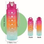1Pc 300Ml/750Ml Gradient Color Leakproof Water Bottle, 10.14Oz/25.36Oz Portable Motivational Water Cup With Time Marker, Suitable For Outdoor Activities - Image 2