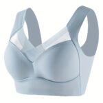 Mesh Stitching Wireless Bra, Comfy & Breathable Full Coverage Bra, Women'S Lingerie & Underwear