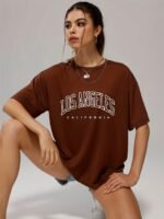 Solid Color Letter Print Casual Sports T Shirt, Soft Crew Neck Short Sleeve Tee, Women'S Clothing - Image 6