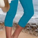 Plus Size Women'S High-Waisted Stretchy Athletic Leggings - Summer Yoga Running Casual Pants, Semi-Sheer Solid Color, Machine Washable, Beach Activewear, Comfortable Fit