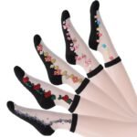 5 Pairs Of Glass Jacquard Crystal Ice Slick Fiber Fabric Women'S Thin Socks - Image 12