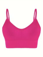 Lianshengfa Women'S Classic Ribbed Yoga Tank Top - Backless Design With Removable Cups, High Support Seamless Workout Bra, High Elasticity For Gym & Outdoor Activities, Solid Color, Sporty Ribbed Texture, Easy Maintenance Clothing - Image 2