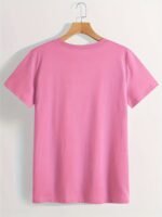 Plus Size Casual Tee, Women'S Plus Letter Print Short Sleeve Round Neck Slight Stretch T-Shirt - Image 10