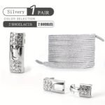 1Pair Free-Tie Shoelaces With Rhinestone Buckles, Fashion Elastic Lazy Shoelaces For Sneakers Canvas Shoes Skate Shoes, Women & Men - Image 20