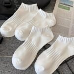 4 Pairs Of White Socks For Women, Mid-Calf Autumn And Spring Fashionable Black Couple'S Sports Long Socks - Image 6