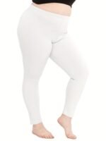 Plus Size Casual Pants, Women'S Plus Solid Elastic High Rise High Stretch Skinny Trousers - Image 6