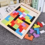 Wooden 3D Puzzle Blocks For Youngsters ? Colorful Brain Teaser Educational Toy To Enhance Creativity & Intelligence, Light Brown Wooden Base With Multi-Colored Shapes, Stem Learning Activity For Youngsters, Cognitive Development Games | Pattern Recognition Toy | Reinforced Wood Construction, Puzzles For Youngsters - Image 7