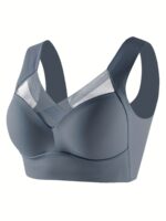 Mesh Stitching Wireless Bra, Comfy & Breathable Full Coverage Bra, Women'S Lingerie & Underwear - Image 2