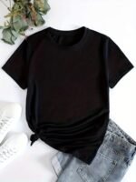 Solid Basic T-Shirt, Casual Crew Neck Short Sleeve Versatile T-Shirt, Women'S Clothing - Image 2