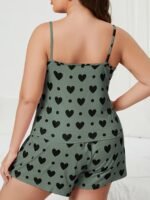 Women'S Cute Heart And Polka Dot Pajama Set - Red Camisole Top & Elastic Waist Shorts, Soft Polyester Blend, Machine Washable Sleepwear, Comfortable Loungewear|Heart Pattern Design|Smooth Fabric Finish - Image 9