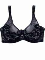 Plus Size Sexy Lace Mesh Underwire Bra For Women - Breathable, Non-Padded With Floral Print Detail, Thin Bottom, Steel Ring - Image 3