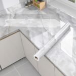 1 Roll Self-Adhesive Marble Texture Kitchen & Bathroom Wallpaper - Removable Peel & Stick Film With White/Gray/Black Marble Pattern, Glossy Finish, Easy Application For Countertops, Walls, Sinks, Shower Doors - Durable Surface Protector, Scratch &, Easy Clean, Peelable Film, Textured Surface, Seamless Matching, Suitable For Cabinets & Desks, Modern Marble Design - Image 5