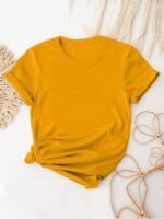 Women'S Casual Solid Color Crew Neck Short Sleeve T-Shirt - Soft Breathable Fabric, Machine Washable, Versatile Everyday Top For Spring & Summer, Ladies T Shirts, Simple Design Tee, Smooth Texture Shirt, Summer Outfit, Comfortable Tee, Basic Tee, Summer Clothing - Image 6