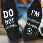 1 Pair Upmic Cotton Blend Knit Crew Socks, "Do Not Disturb I'M Watching Football" Letter Print, Sports Theme, Machine Washable, 70% Cotton 30% Polyester, 120G/M?, Novelty Gift Socks - Image 11
