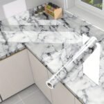 1 Roll Self-Adhesive Marble Texture Kitchen & Bathroom Wallpaper - Removable Peel & Stick Film With White/Gray/Black Marble Pattern, Glossy Finish, Easy Application For Countertops, Walls, Sinks, Shower Doors - Durable Surface Protector, Scratch &, Easy Clean, Peelable Film, Textured Surface, Seamless Matching, Suitable For Cabinets & Desks, Modern Marble Design - Image 21