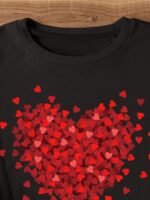 Heart Print Crew Neck T-Shirt, Casual Short Sleeve Top For Spring & Summer, Women'S Clothing - Image 6
