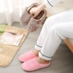 Women'S Plush Indoor Slippers, Warm & Cozy Closed Toe Non Slip Shoes, Home Mute Slippers