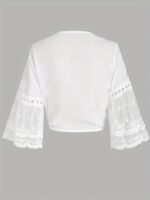 Knotted Flared Sleeve Blouse, Elegant Solid Open Front Blouse, Women'S Clothing For Coquette/Cute/Y2K Style - Image 4