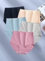 1/3/5Pcs Elegant Seamless High-Waist Women'S Underwear, Black Polyester Stretch Bikini Briefs, Comfortable High Support Ladies' Panties - Image 8