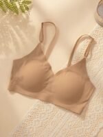 1Pc Solid Seamless Wireless Bra, Causal Breathable Push Up Bra, Women'S Lingerie & Underwear - Image 11