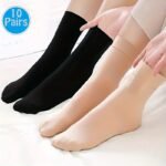 5/10 Pairs Women'S Elegant Mesh Short Socks - Soft Breathable Elastic Ribbed Cuff, Durable Solid Color Casual & Athletic Socks For Casual Attire, Versatile Unisex Socks, Simple Sock Design, Comfortable Fit Socks - Image 7