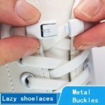 Casual Style Elastic Shoe Laces With Metal Buckles, 8Mm Spandex, Hand Washable, Hollow Detail, Woven Lightweight Solid Color Shoe Strings - 1 Pair