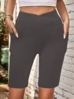 Women'S High-Waisted Yoga Shorts - Quick-Dry, Compression Running Shorts With Elastic Waistband & Drawstring, Breathable Stretch Fabric, White, Workout Shorts - Image 2